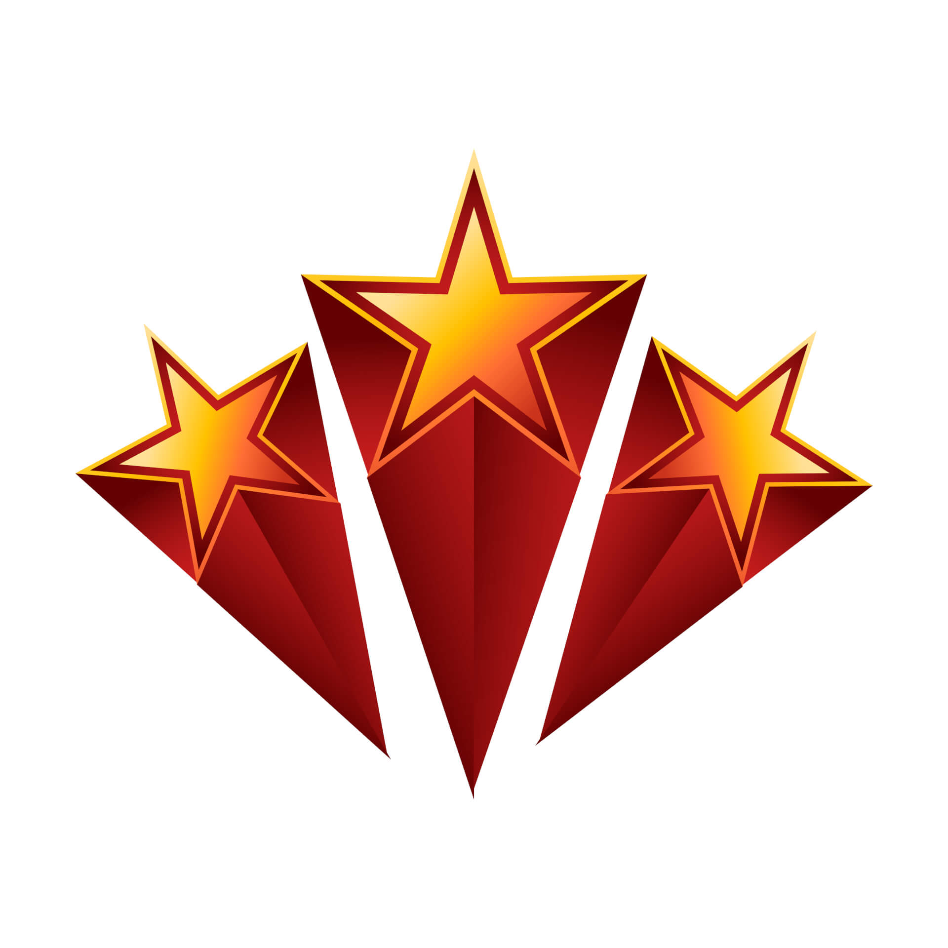 Illustration of three stars in gold and red.