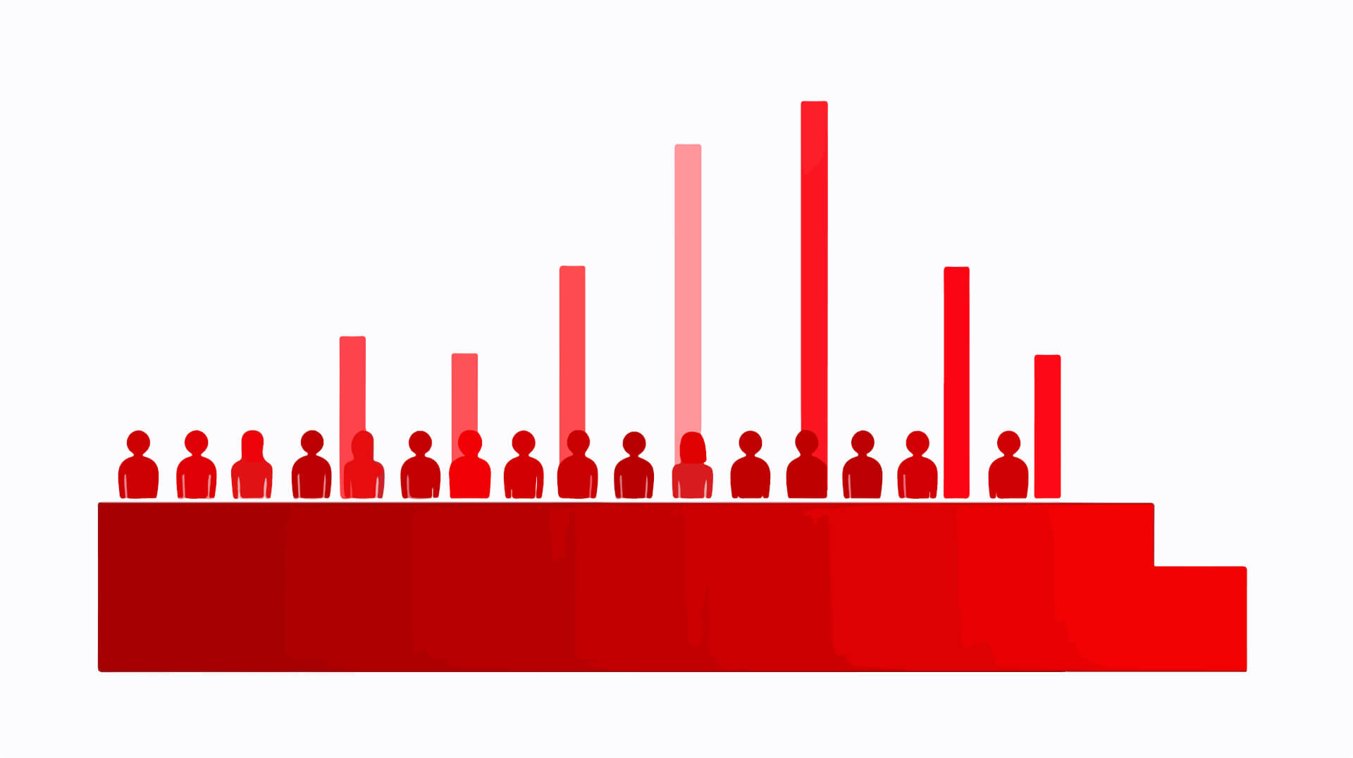 Illustration eines Säulendiagramms mit Silhouetten von Personen darauf.
