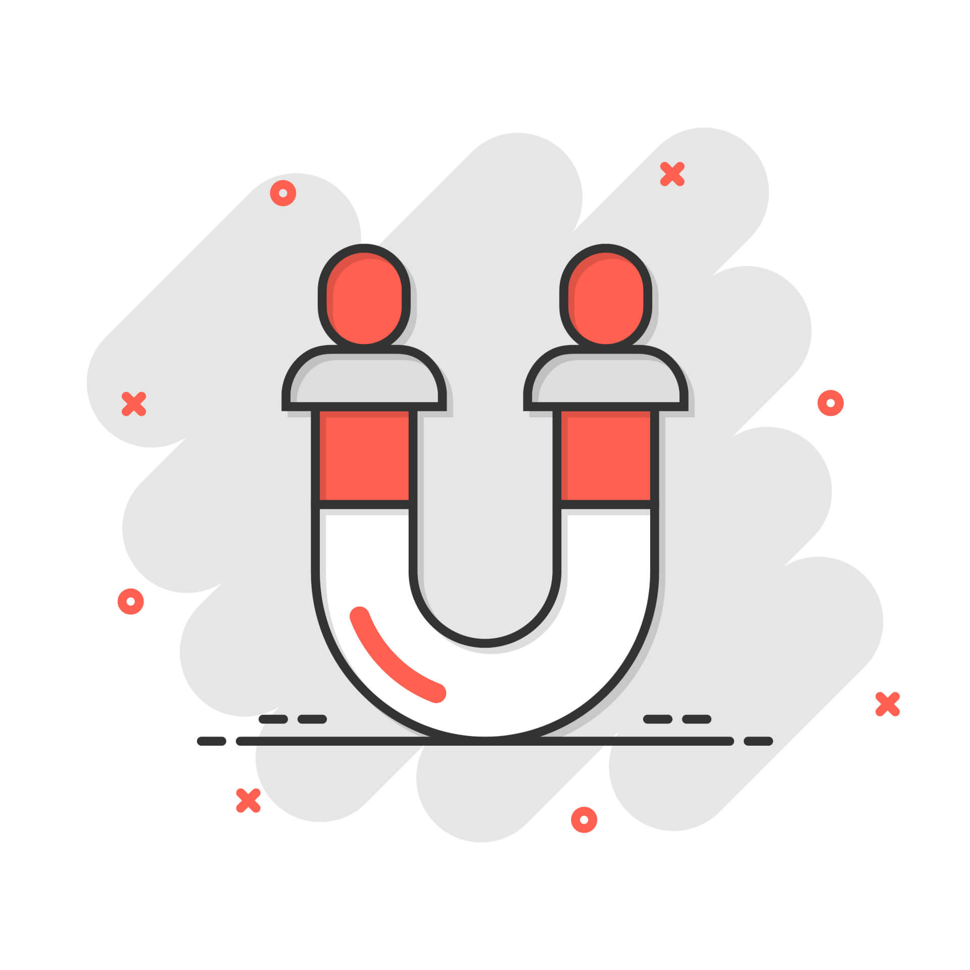 Illustration eines Lead-Magneten in Rot und Grau.